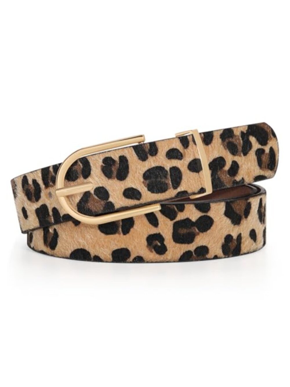 Women Faux Leather Belt Gold Curved Pin Buckle Solid Color Fashion Accessory